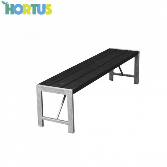Bænk H-model sort grundmalet og galvaniseret stel - 801-094