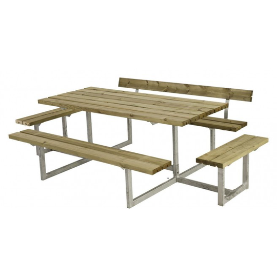 Plus Basic Bord/Bænke-sæt m/1 ryglæn+2 påbygninger trykimprægneret 185814-1