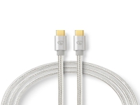 Nedis CCTB60800AL20, 2 m, USB C, USB C, USB 2.0, 480 Mbit/s, Sølv