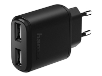 Hama - Strømforsyningsadapter - 12 Watt - 2.4 A - 2 output-stikforbindelser (2 x USB) - sort