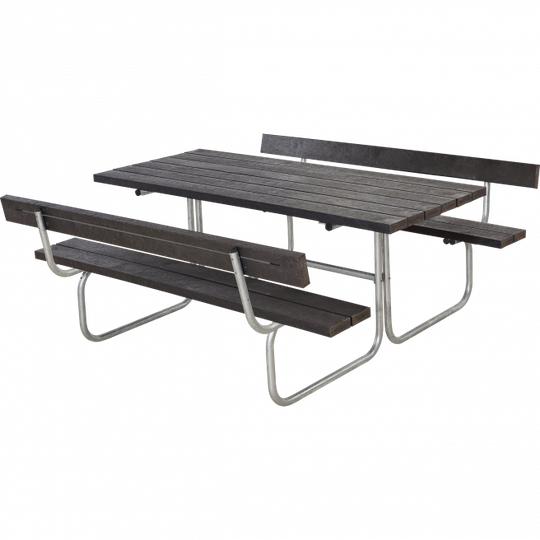 Plus Classic Bord/Bænkesæt m/2 ryglæn - 177 cm - ReTex - Sort - 185872-35