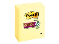 Post-it® Super Sticky notes 655-12sscy 76mm x 127mm gul (12 stk.)