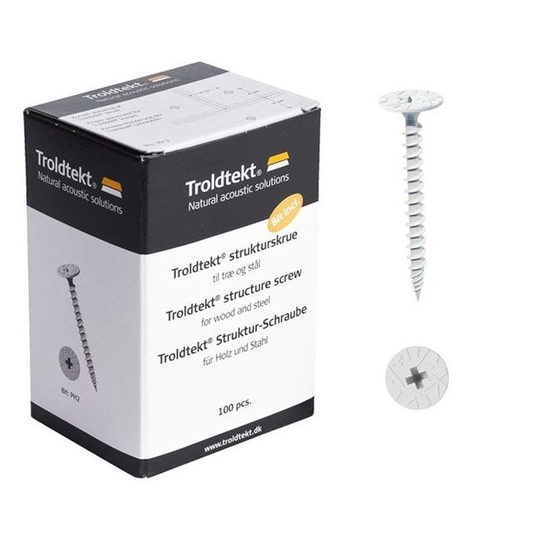Troldtekt Struktur Skrue Træ/stål Hvid 4,2x70mm