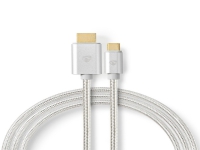 Nedis - Video/audiokabel - USB-C han lige til HDMI han lige - 2 m - aluminium - rund, 4K support