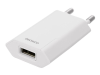 DELTACO USB-AC173 - Strømforsyningsadapter - 5 Watt - 1 A (USB) - hvid