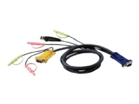 ATEN 2L-5302U - Tastatur- / mus- / video- / lydkabel - USB, HD-15 (VGA), stereo mini-jackstik (han) til stereo mini-jackstik, 15 pin SPHD (han) - 1.8
