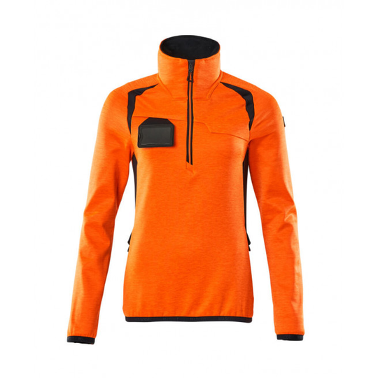 Mascot Accelerate Safe Fleecetrøje med kort lynlås 19353-316 Dame - Hi-Vis Orange-Mørk Marine