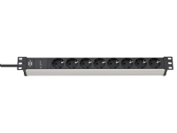 Brennenstuhl 1390007308, 2 m, 8 AC stikkontakt(er), Indendørs, IP20, Aluminium, Plast, Sort, Sølv