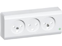 LAURITZ KNUDSEN OPUS® 66 e-afdækning for udvendig tripel stikkontakt 2 pol, med jord, hvid.