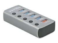 Delock USB 3.2 Gen 1 Hub mit 4 Ports + 1 Schnellladeport mit Schalter und Beleuchtung