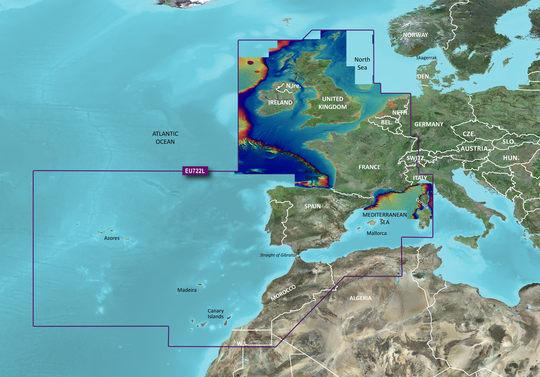 Garmin Bluechart G3 Vision veu722l Europas Atlantiske Kyst