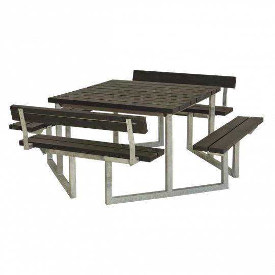 Plus Twist Bord/Bænkesæt m/2 ryglæn - 204 cm - ReTex - Sort - 187811-35