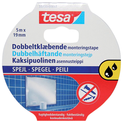 Monteringstape 19mmx5m dobbeltklæbende