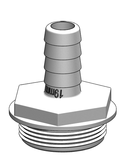 Tru-design Kobling til ventil lige 19mm 1 1/2 hvid Komposit