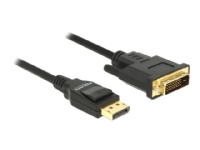 Delock - Adapterkabel - enkeltlink - DisplayPort (han) til DVI-D (han) - DisplayPort 1.2a - 3 m - passivt - sort