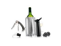 Vacu Vin Wine Essentials, Gennemsigtig/sort, Flaskeprop, Proptrækker, Pourer, Rapid ice cooler, Wine preserving pump