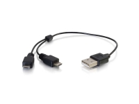 C2G USB Charging Y Cable - USB strømkabel - Micro-USB Type B (kun strøm) han til USB (kun strøm) han - 25 cm - sort