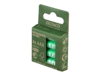 DELTACO - Batteri - Nordic Swan økomærket 4 x AAA / HR03 - NiMH - (genopladelige) - 1000 mAh