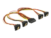 Delock - Strøm-splitter - SATA strøm (P) lige til SATA strøm (R) vinklet - 3.3 / 5 / 12 V - 15 cm - haspet - sort, gul, rød, orange