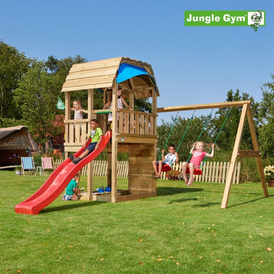 Jungle Gym Barn legetårn komplet inkl. swing module xtra ekskl. rutschebane - 804-287SB