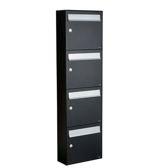 Allux HC4 - uden lås 4 modul Sort m. grå klap Systempostkasse - F47770-4S