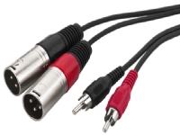 Monacor MCA-327P, 2 x XLR (3-pin), Hanstik, 2 x RCA, Hanstik, 3 m, Sort, Rød