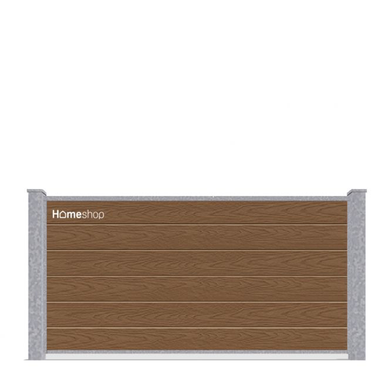 Wimex Shield Komposit hegn - Teak-Wood V-profil Startsæt H 90 cm B 197 cm