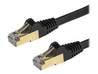 StarTech.com 1m CAT6A Ethernet Cable, 10 Gigabit Shielded Snagless RJ45 100W PoE Patch Cord, CAT 6A 10GbE STP Network Cable w/Strain Relief, Black, F