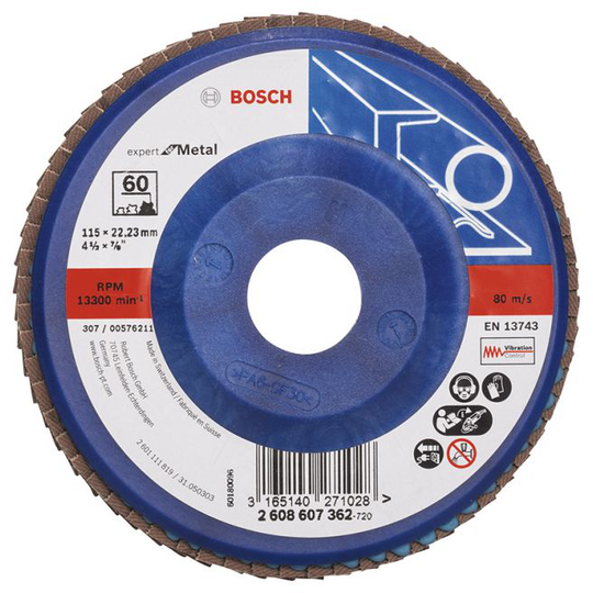 Bosch Lamelslibeskive B:mt Ø115x22mmk60 Flad - 2608607362