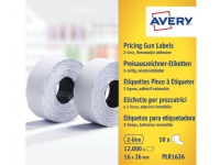 Prisetiket Avery PLR1626 hvid 26x16 mm aftagelige - (12.000 etiketter)