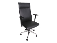 Avistron Bern - Stol - ergonomisk - høj ryg - armstøtter - drejeled - aluminium, læder - elegant sort
