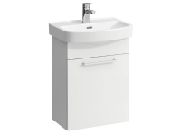 Laufen Kompas hvid vaskeskab med højrehængslet låge samt vask i dimension 50x36x7,5 cm. Mål på møbel: H60,8 x B46,0 x D26,3 cm