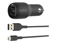 Belkin BOOST CHARGE Dual Charger - Bilstrømsadapter - 24 Watt - 4.8 A - 2 output-stikforbindelser (USB) - sort