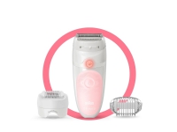 Braun Silk-épil 5 Silk-epil 5-620 Wet & Dry, Lyserød, Hvid, 28 pincetter, Armhule, Bikini, Epilering, Barbering, Batteri, AA