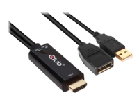Club 3D - Videoadapter - DisplayPort hun til HDMI, USB (kun strøm) han - 25 cm - 4K support, aktiv