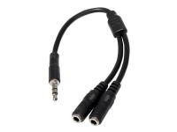 StarTech.com 3.5mm Audio Extension Cable - Slim Audio Splitter Y Cable and Headphone Extender - Male to 2x Female AUX Cable (MUY1MFFS) - Lydsplitter