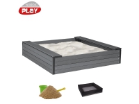NORDIC PLAY Sandkasse med sæde 24 x 120 x 120 cm WPC inkl. net og 240 kg sand (805-712)