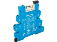 FINDER Relæ smalt 6,2 mm komplet med sokkel og relæ, 1CO, 6A (AgNi), 230V AC, 6,2 mm bredde, med relæ og sokkel med ''push-In'' klemmer
