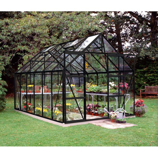 Halls Drivhus Magnum 128 sort m/3 mm hærdet glas - F09837