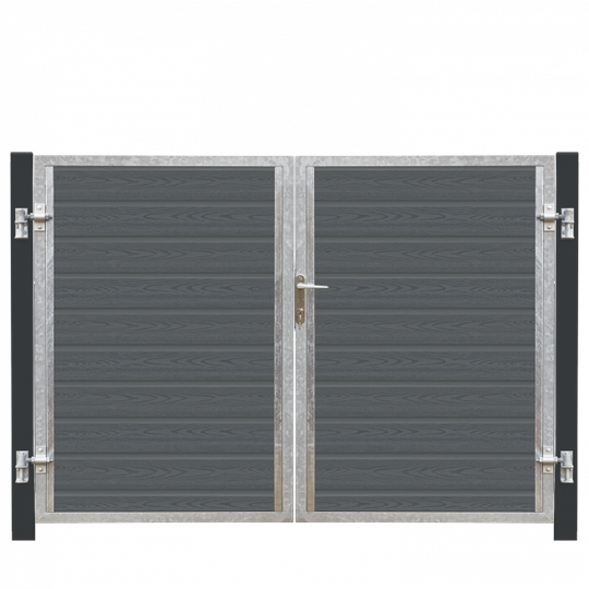 Plus Artura Dobbeltlåge HI 197×135 cm + 16 cm gråsorte stålstolper - 17592-21