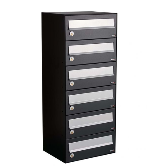 Allux LC4 - uden lås 6 modul Sort m. grå klap Systempostkasse - F47760-6S