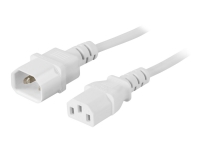 DELTACO DEL-113V - Strømkabel - IEC 60320 C13 til IEC 60320 C14 - AC 250 V - 2 m - hvid