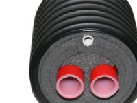 præ-iso dobb.22mm varme - 25m pr.rl.2X(22X3)+trækrør125mm 16/125 Pex, 10bar 70gr. - (25 meter)