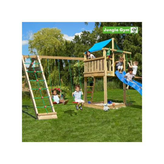 Jungle Gym Lodge legetårn komplet inkl. climb module xtra ekskl. rutschebane - 804-274CB