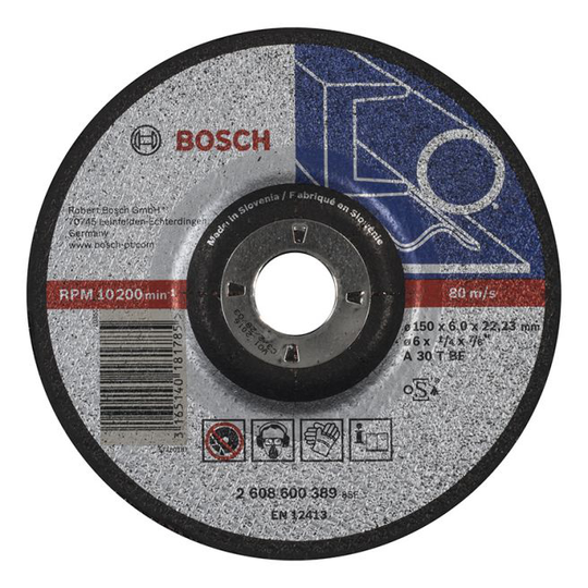 Bosch Slibeskive Metal 150x22,2x6mm K30 - 2608600389