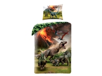 Jurassic World Dinosaur Sengetøj 2i1 Design - 100 Procent Bomuld