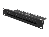 DELTACO 10-PATCH16 - Patch-panel - stativmonterbar - RJ-45 X 12 - sort - 1U - 10