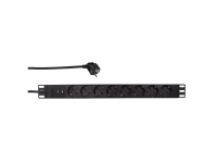 LogiLink PDU8C02, Basis, 1U, Aluminium, Sort, 8 AC stikkontakt(er), Type F