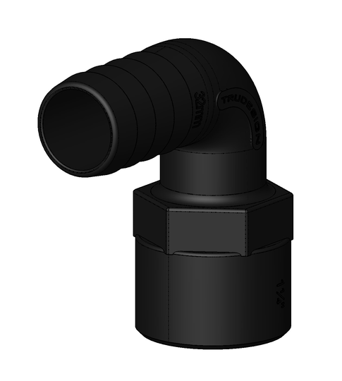Tru-design Vinkel til skrogg. slangekobling 1 1/4 Komposit