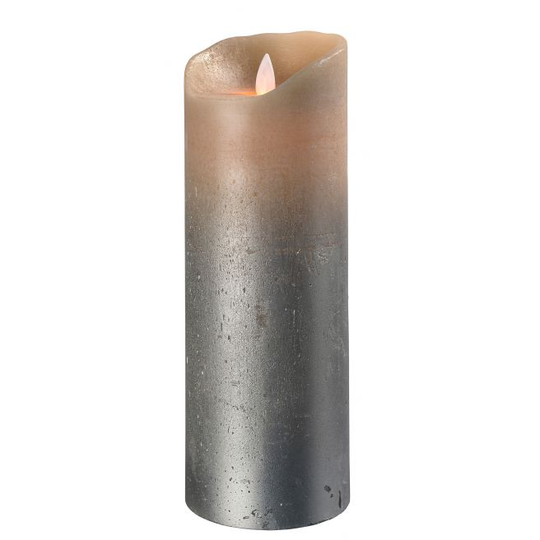 Sompex Bloklys - Flamme LED Sand Metallic - Højde 23 cm
